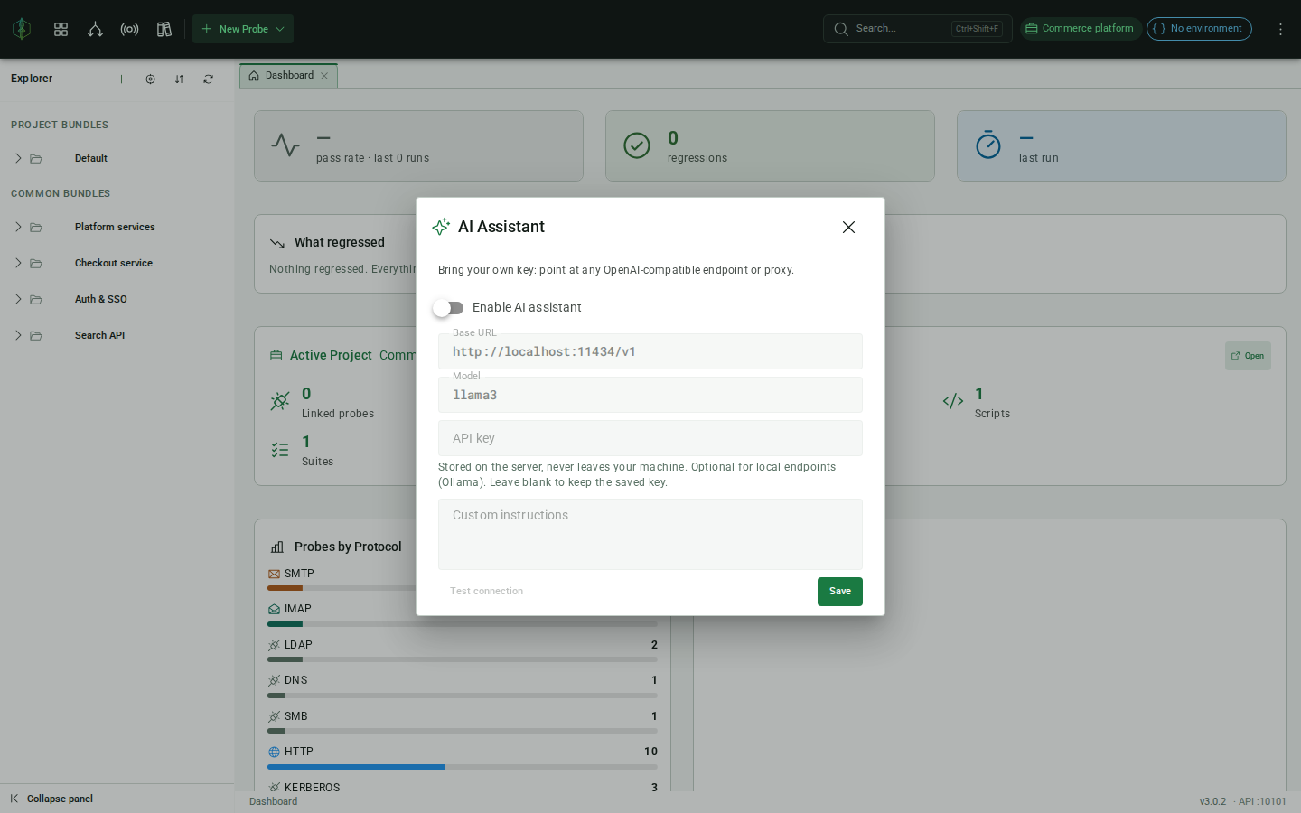 AI assistant: bring-your-own-model configuration dialog