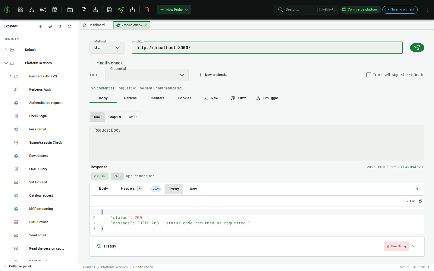 HTTP probe editor
