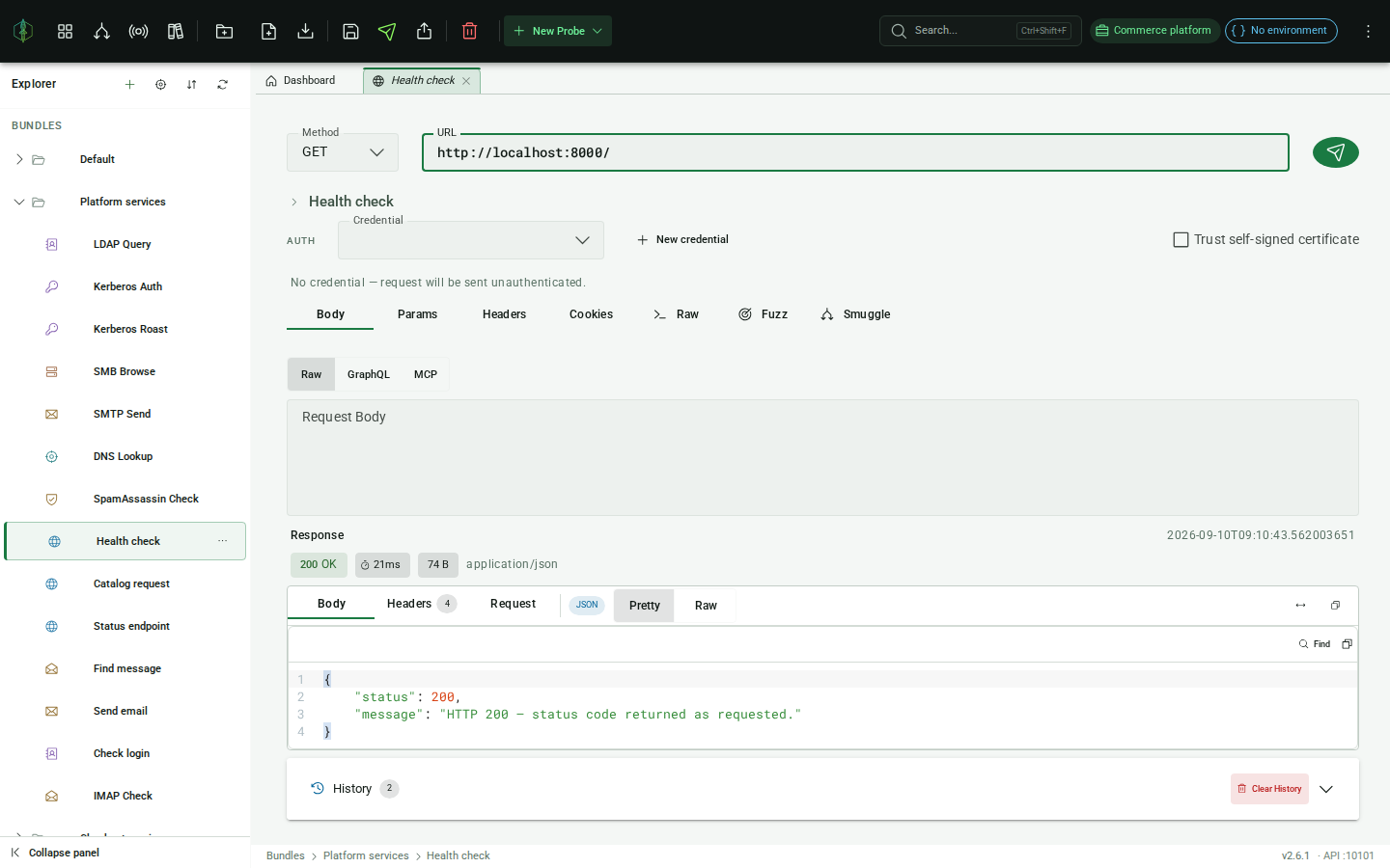Response headers tab: searchable key/value table of response headers