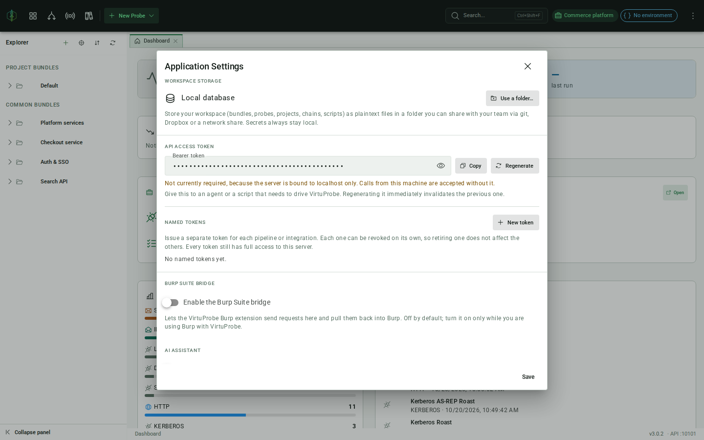 Settings → Workspace storage: the active source and the switch control